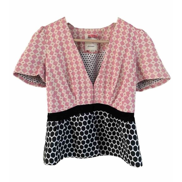 elevenses Jackets & Blazers - Anthropologie Elevenses Sprinkling of Pink Short Sleeve Blazer Jacket‎ Sz 2